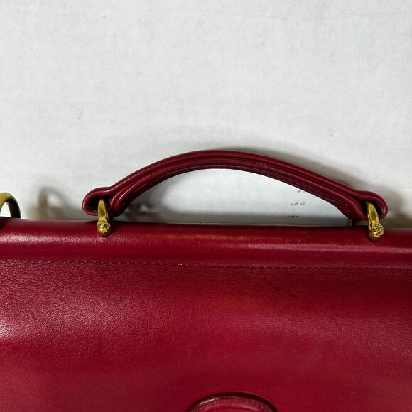 Coach Vintage 9927 Willis Red Leather Brass Top Handle Satchel Shoulder Bag - Picture 4 of 16